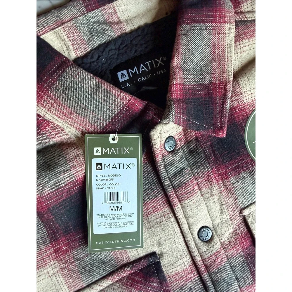 Matix - Mens Sherpa Lined Buffalo Flannel Shacket - Size Medium - *NWT*